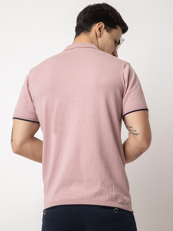Cable Knit Polo T-shirt I Lavendar