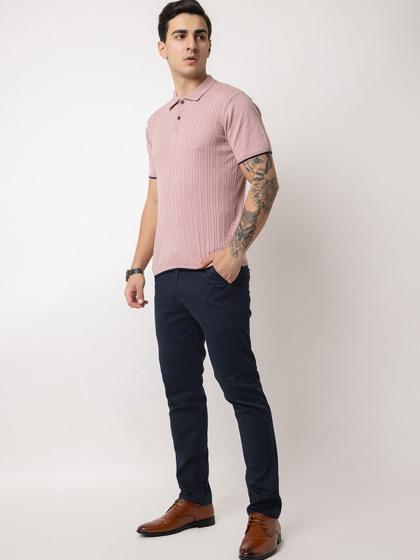 Cable Knit Polo T-shirt I Lavendar