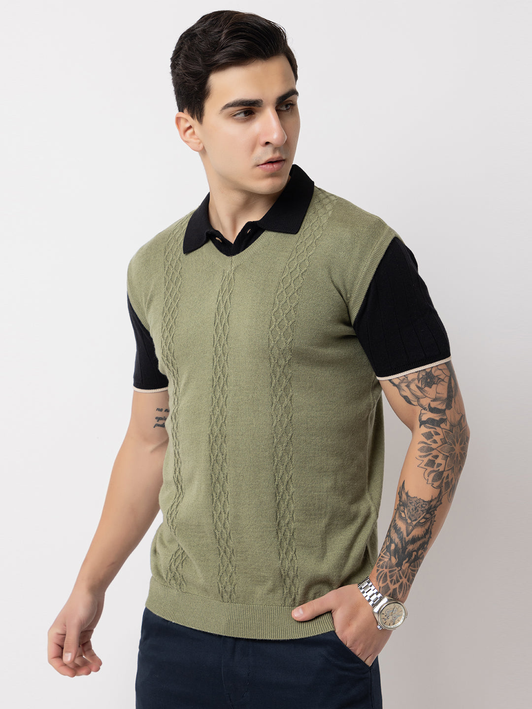 Cable Pullover I Certified Wool I Sage Green