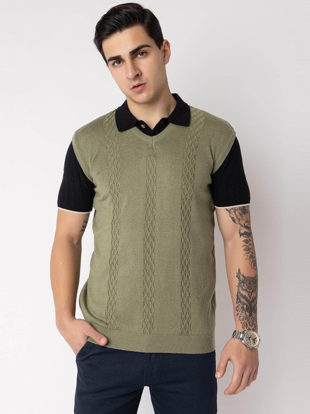 Cable Pullover I Certified Wool I Sage Green