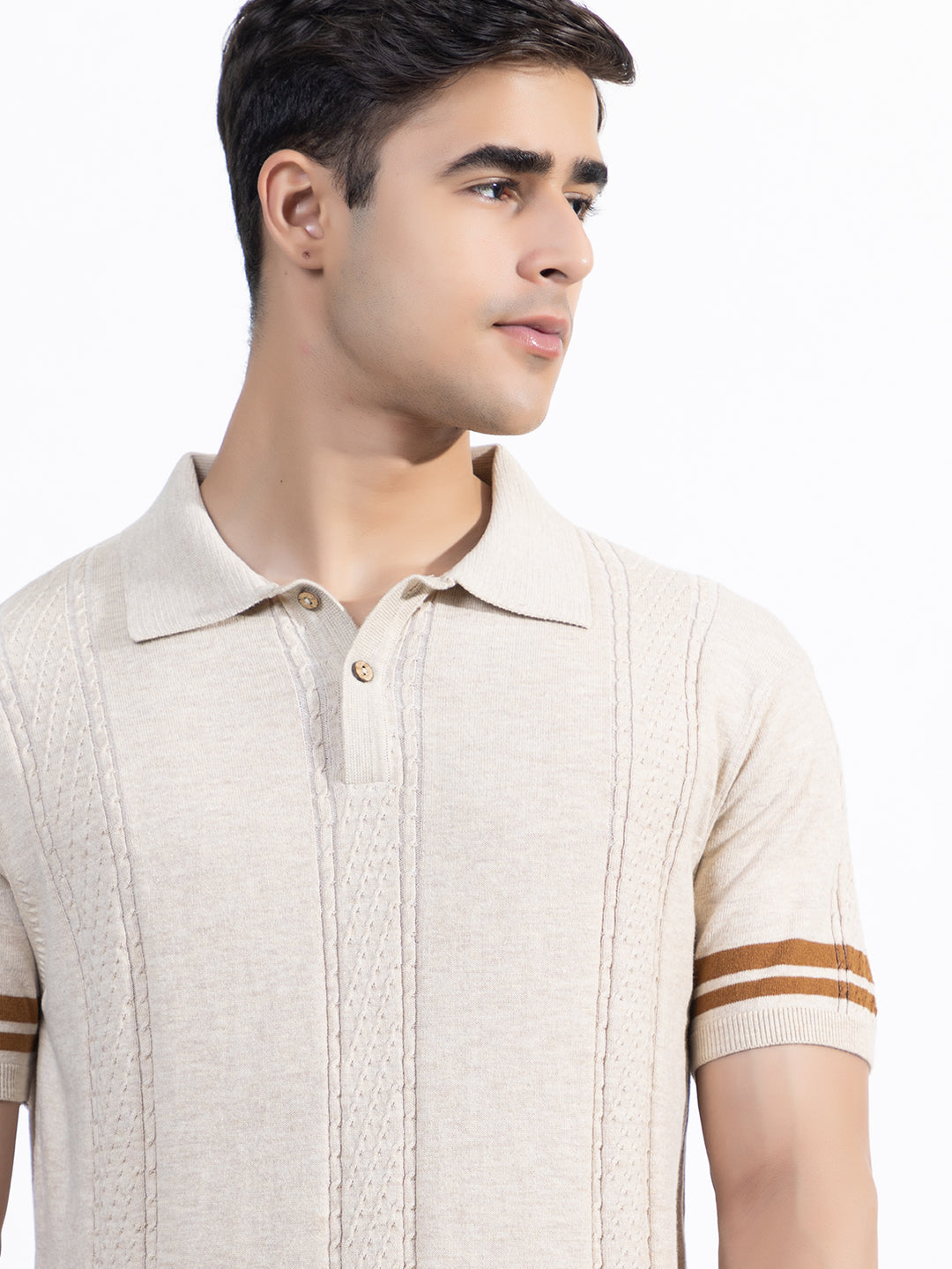 Textured Knit Polo I Oatmeal