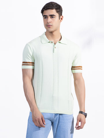 Textured Knit Polo I Mint Green