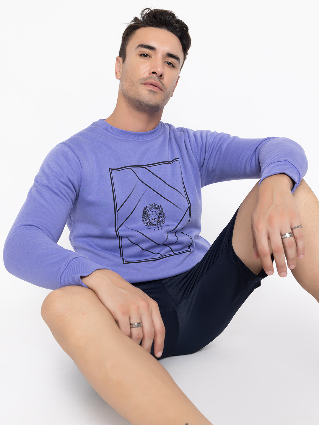 Oversized Quilted Fleece Sweatshirt I Purple