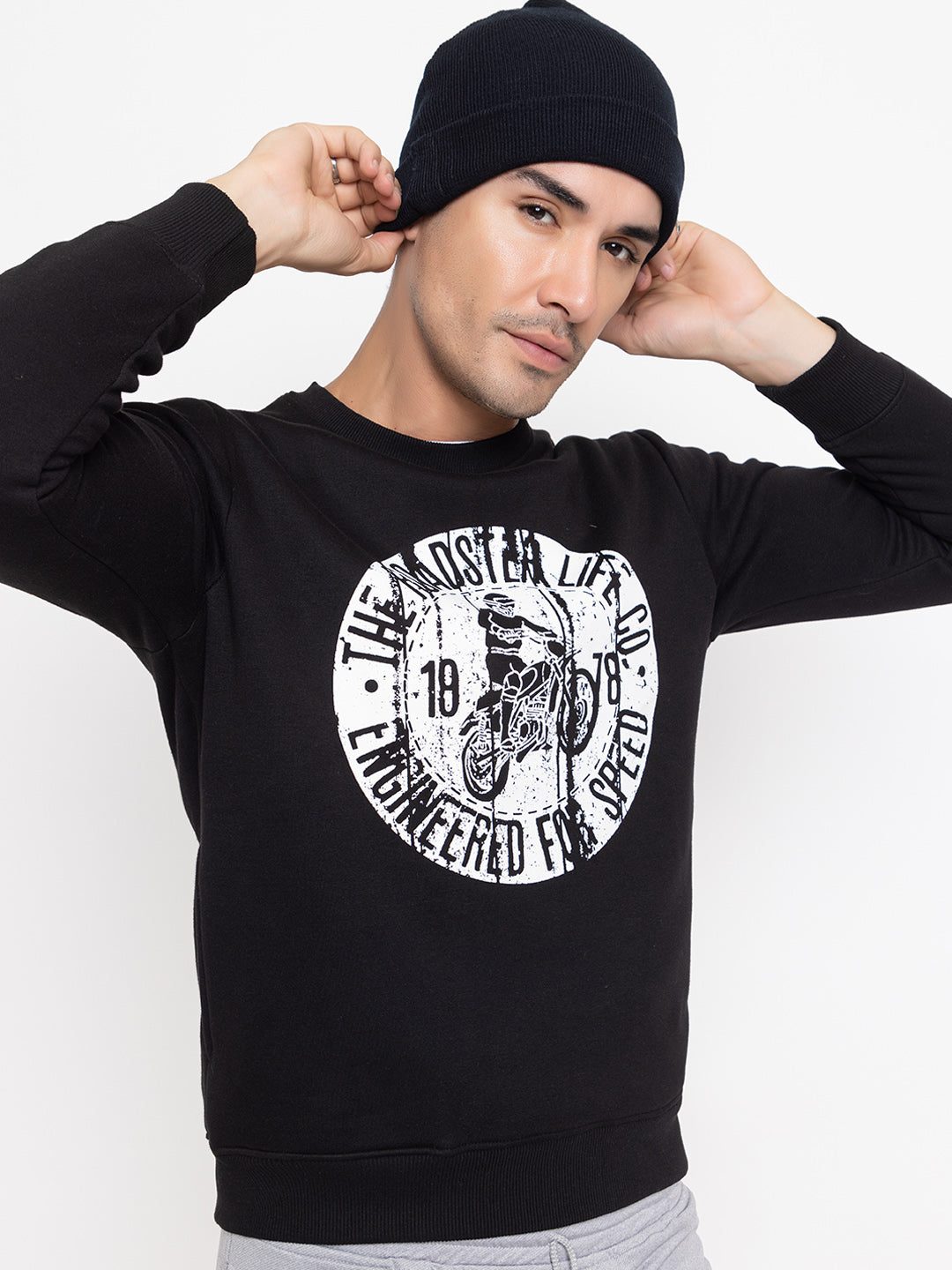 Oversized Quilted Fleece Sweatshirt I Black