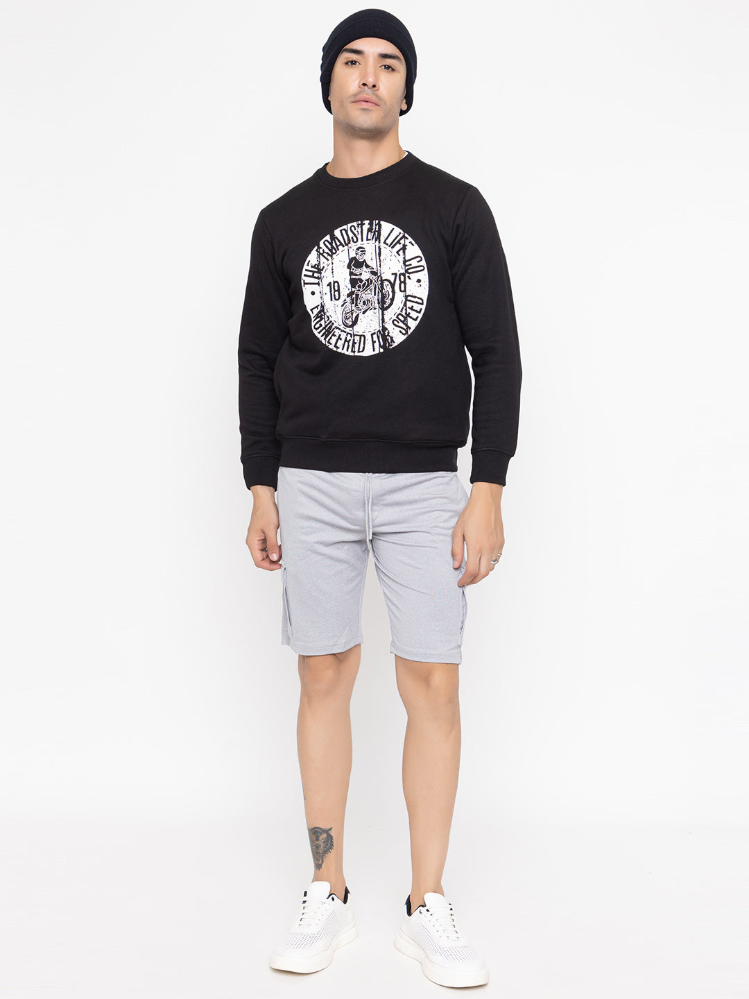 Oversized Quilted Fleece Sweatshirt I Black