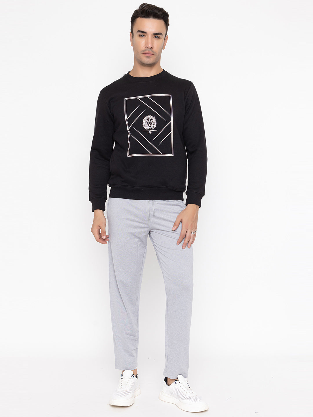 Oversized Quilted Fleece Sweatshirt I Black