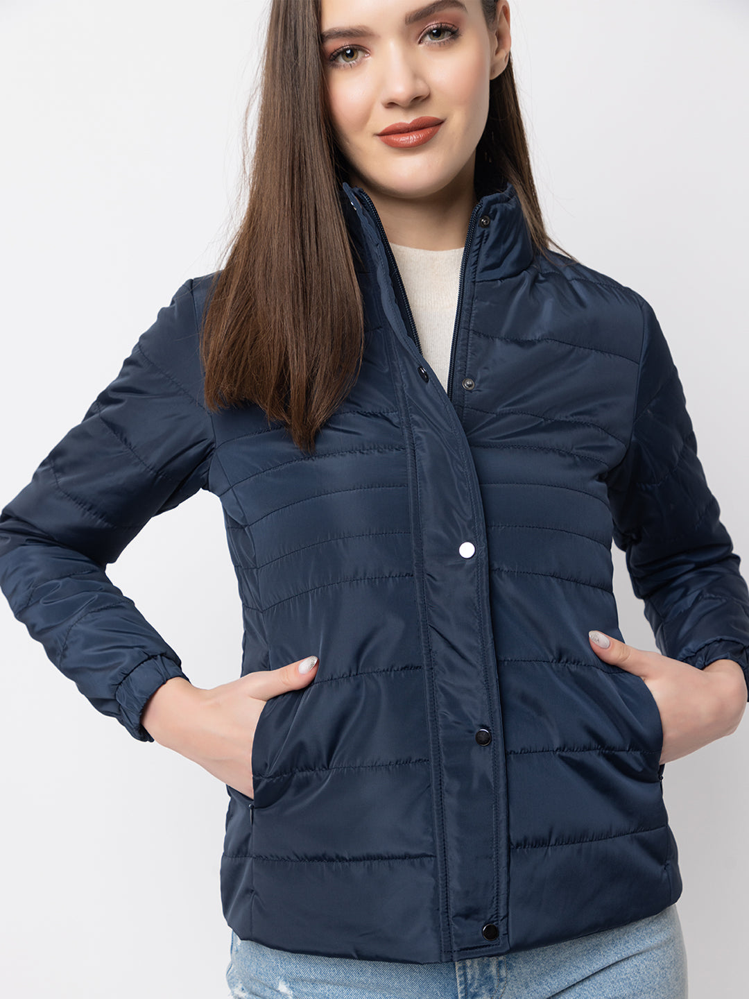 Quilted Puffer Jacket I Navy