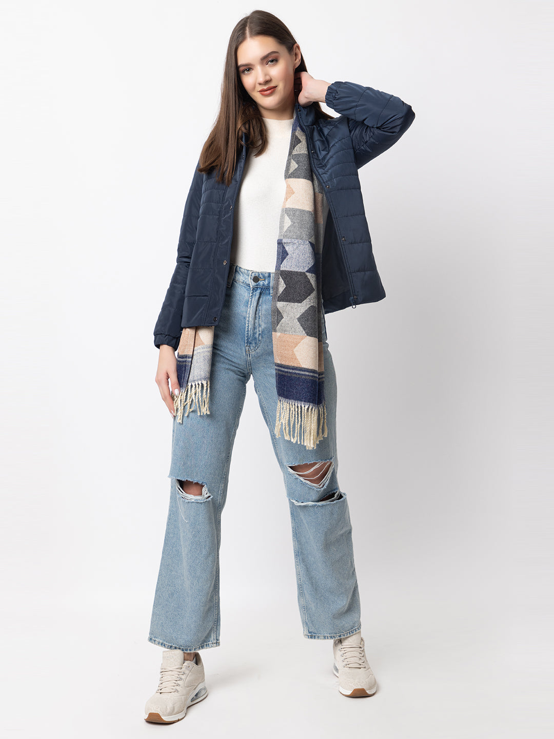 Quilted Puffer Jacket I Navy