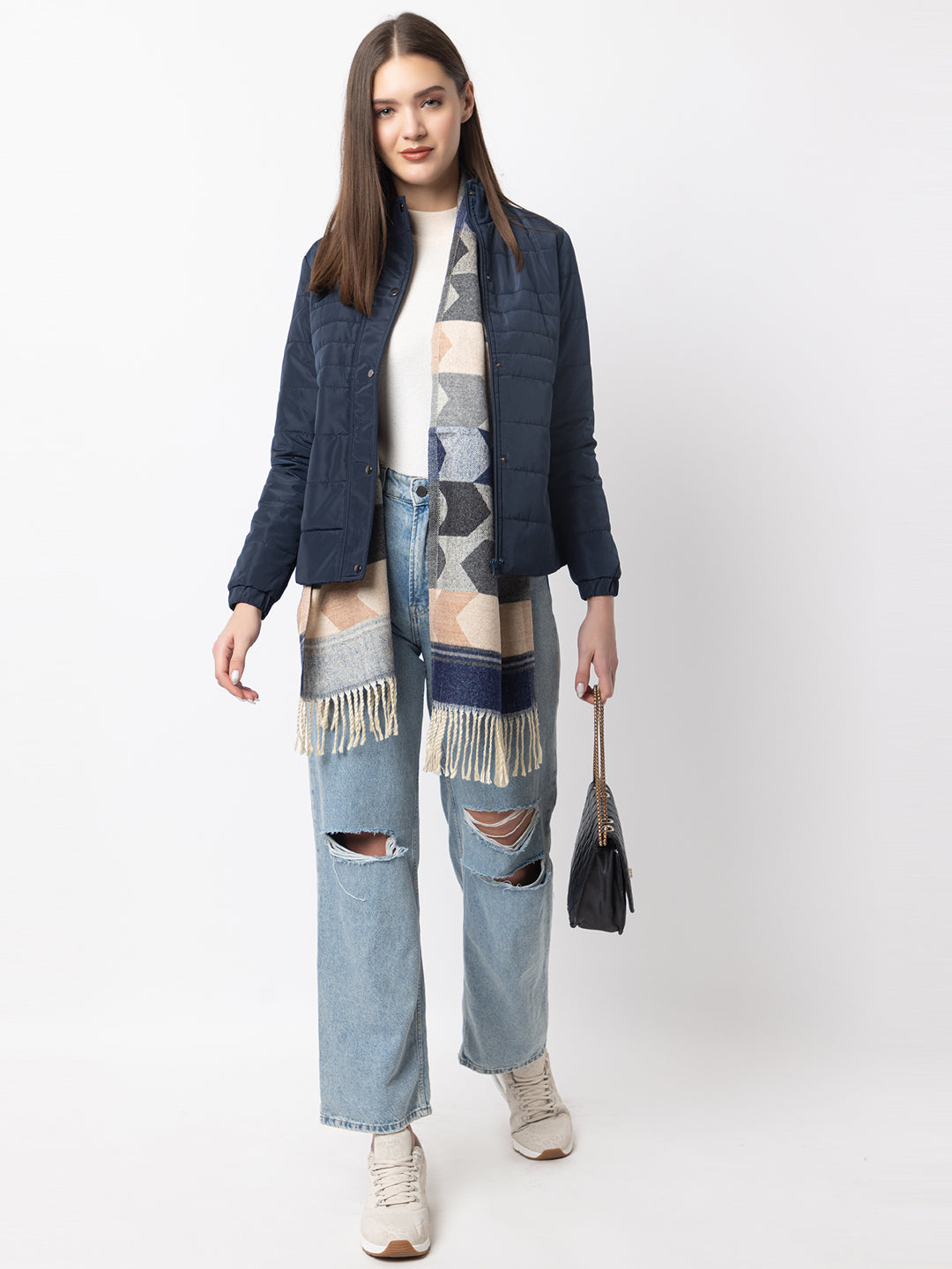 Quilted Puffer Jacket I Navy