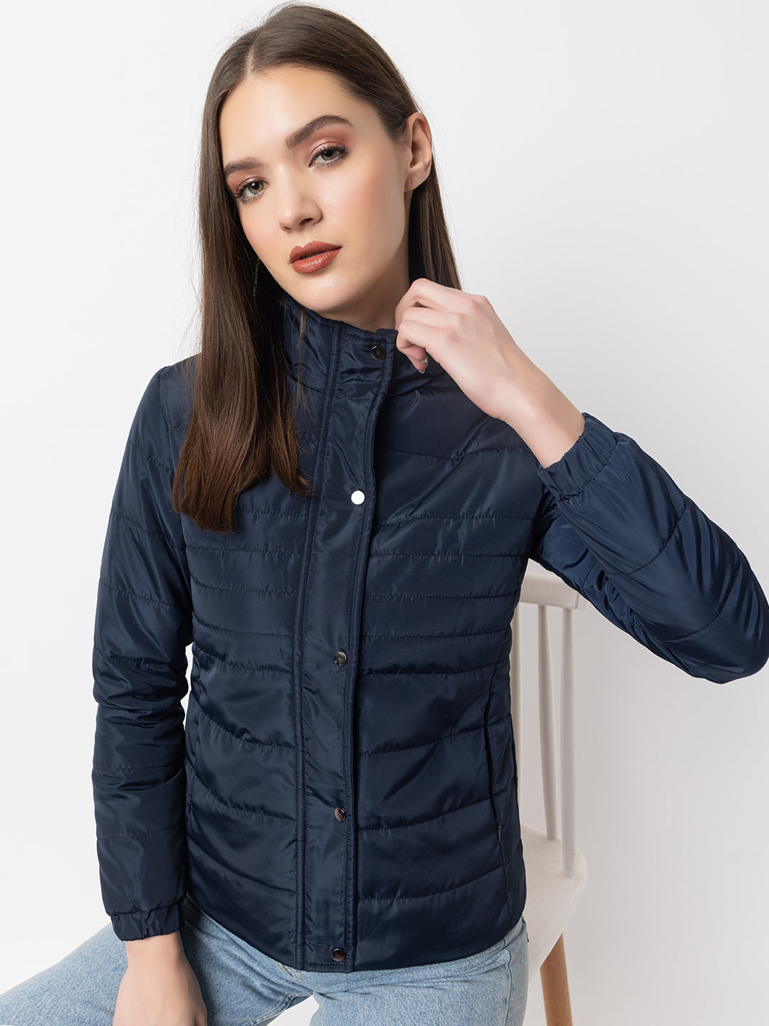 Quilted Puffer Jacket I Navy