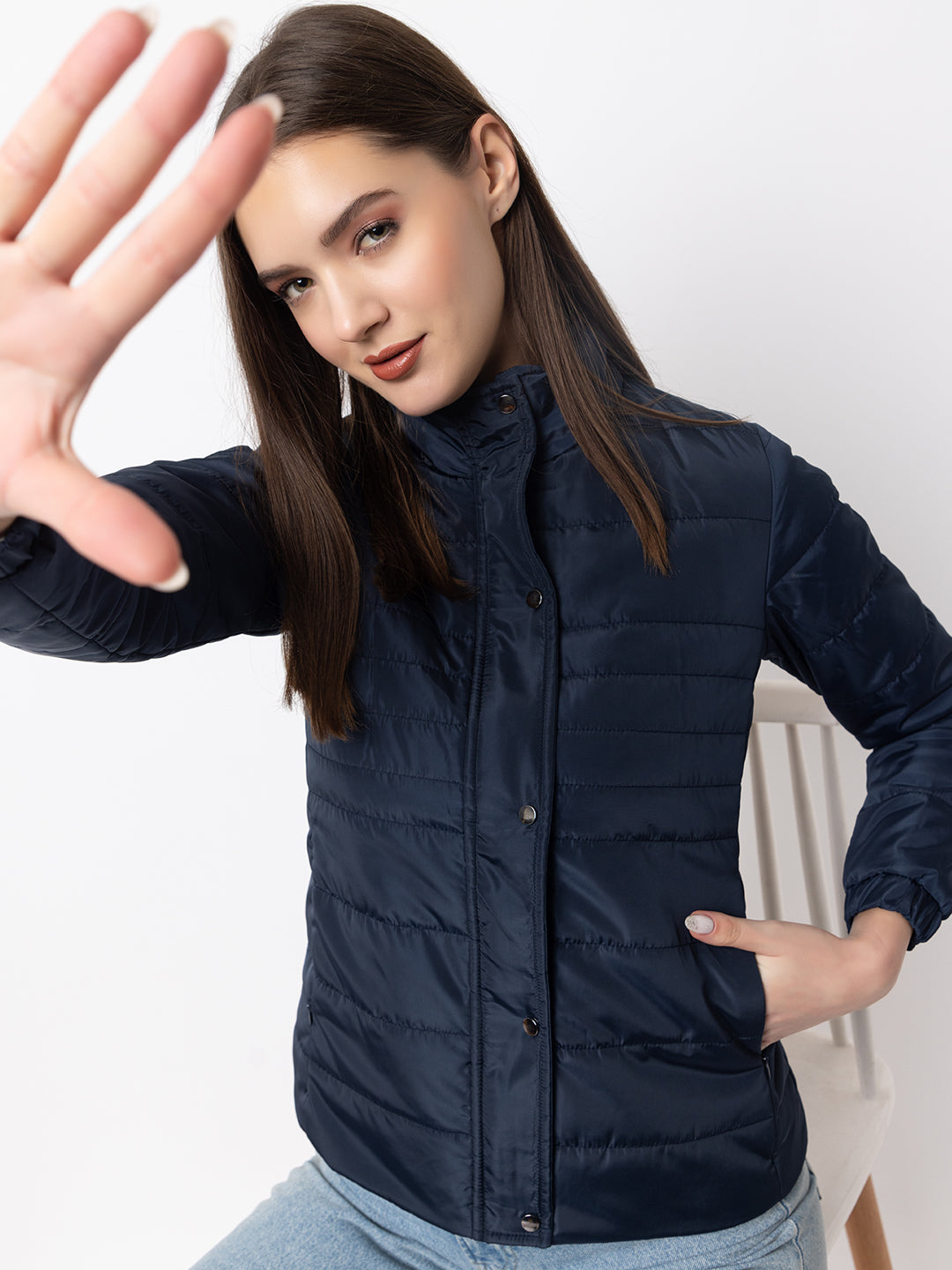 Quilted Puffer Jacket I Navy