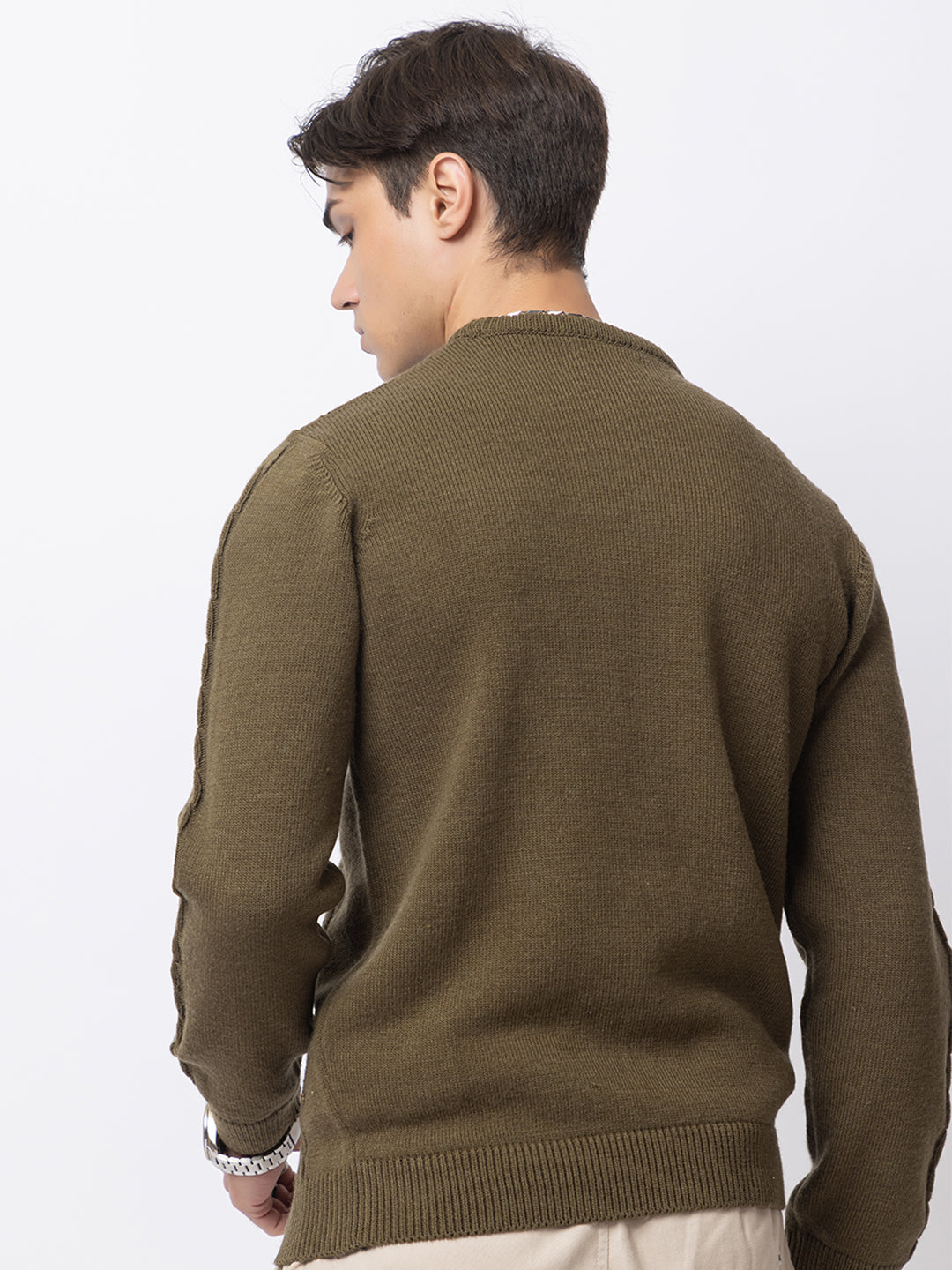 241 Chunky Cable Knit Pullover I Woolmark Certified I Olive
