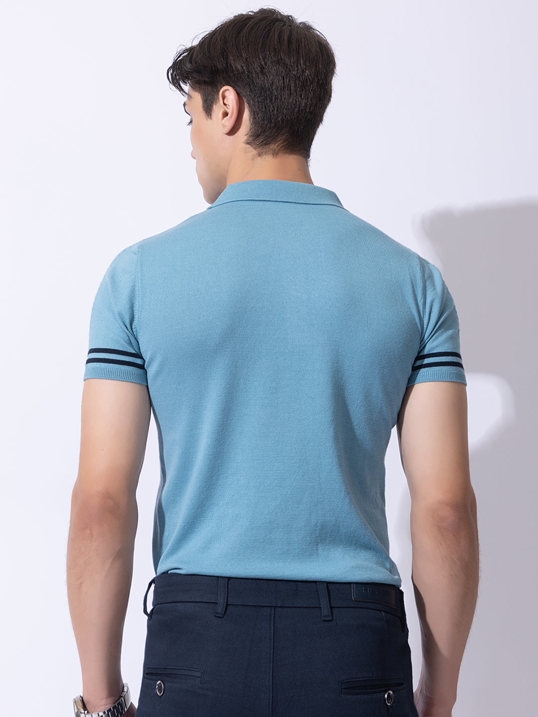 Textured Knit Polo I Aqua Blue