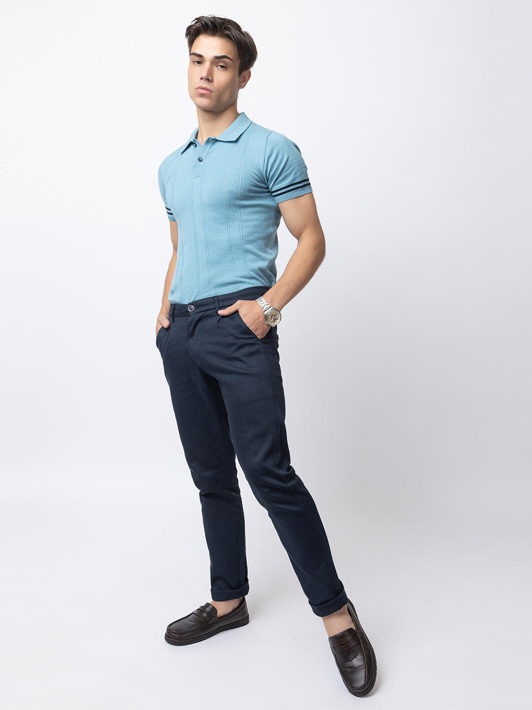 Textured Knit Polo I Aqua Blue