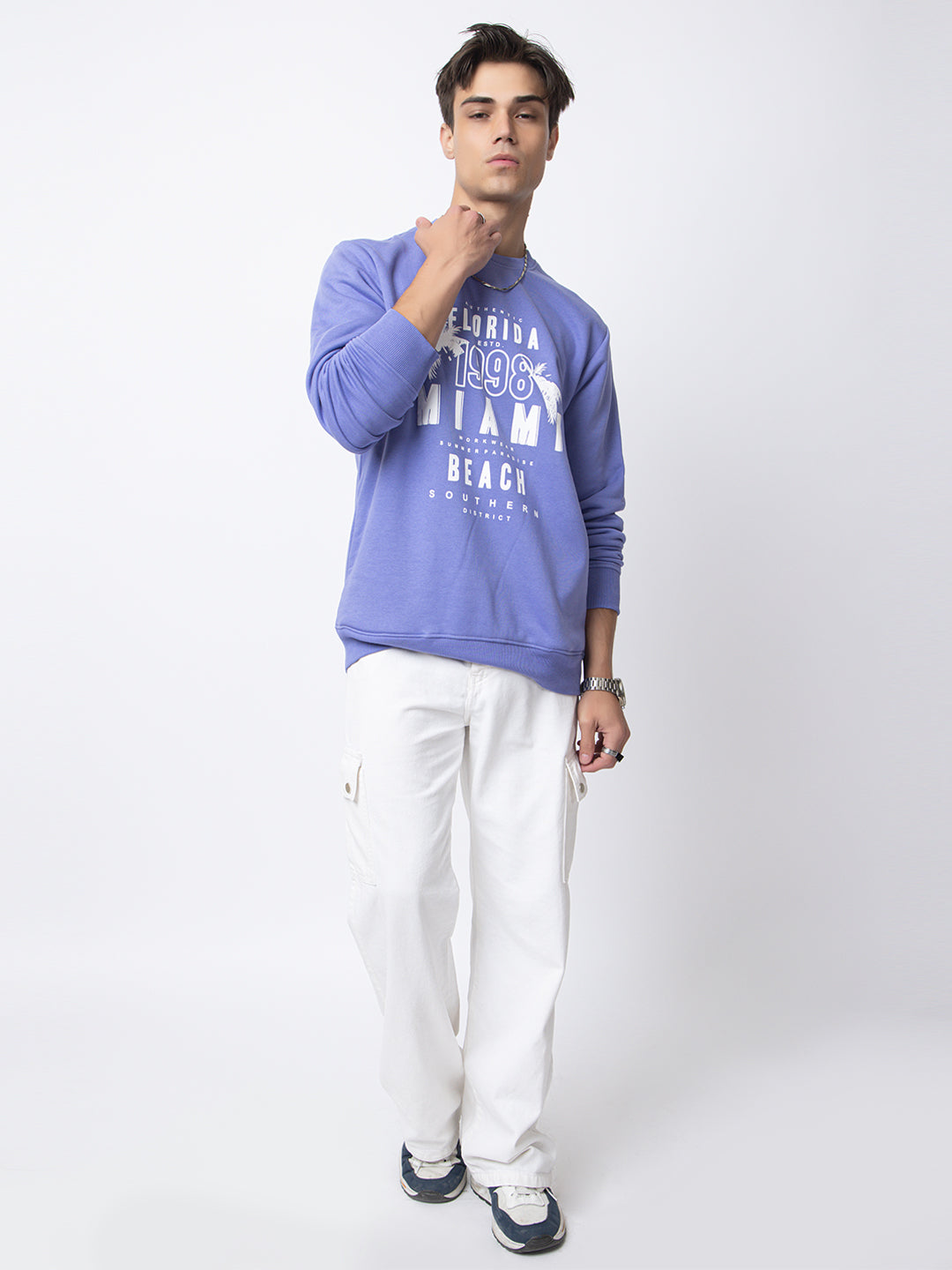 Oversized Quilted Fleece Sweatshirt I Purple