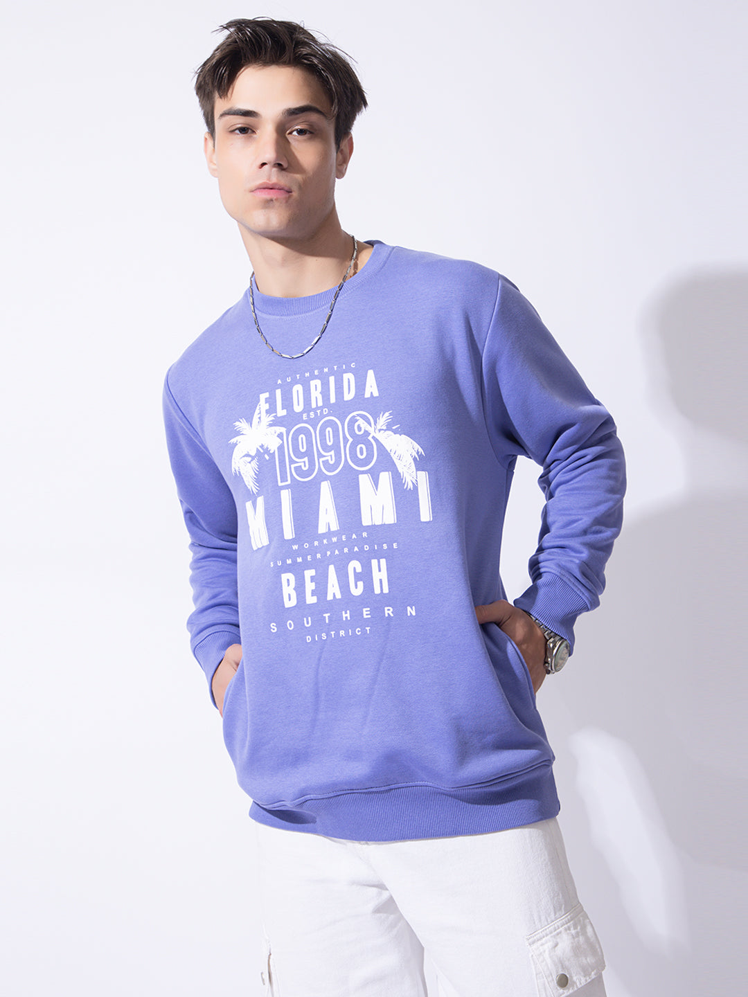 Oversized Quilted Fleece Sweatshirt I Purple
