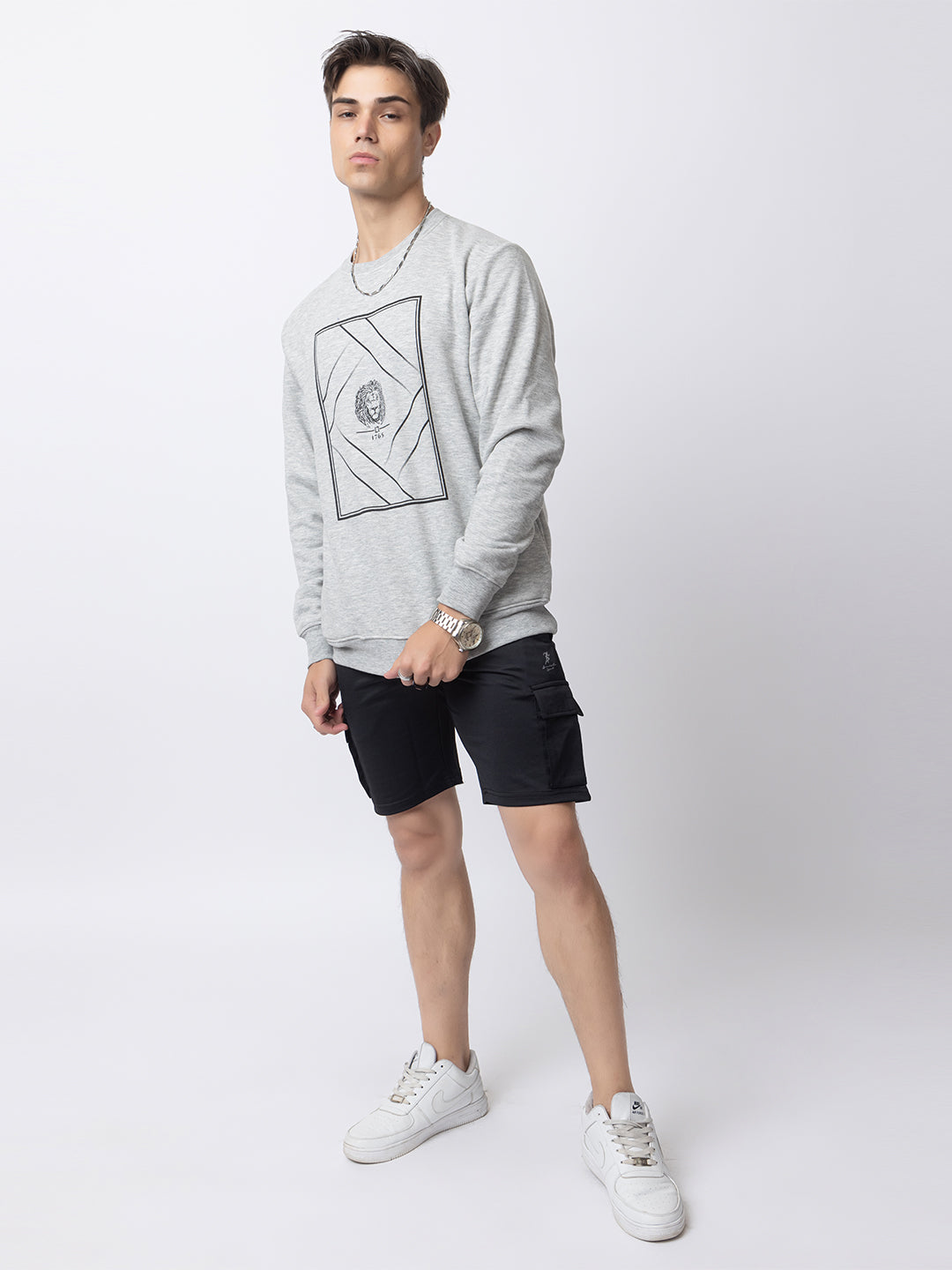 Oversized Quilted Fleece Sweatshirt I Grey