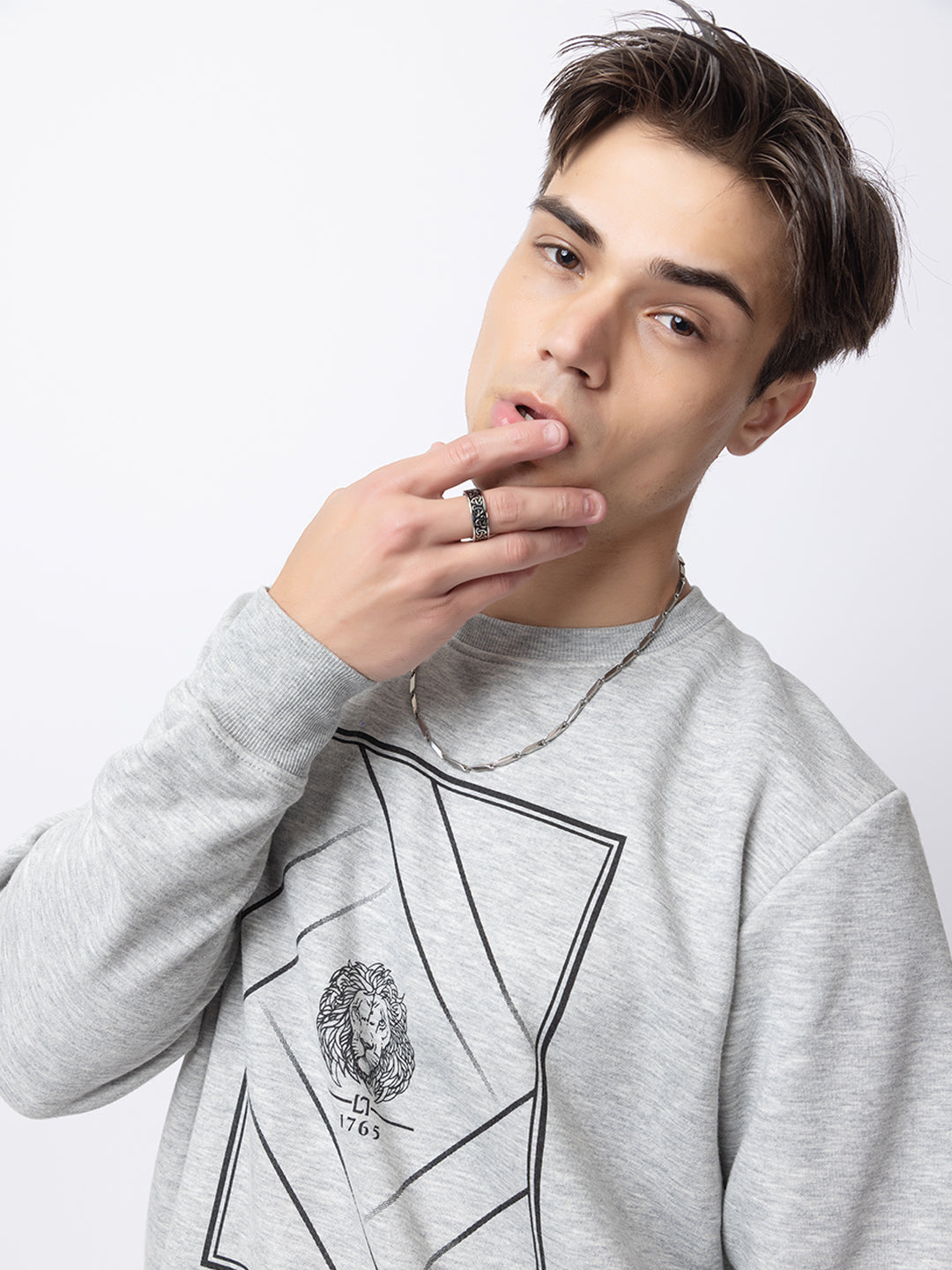 Oversized Quilted Fleece Sweatshirt I Grey