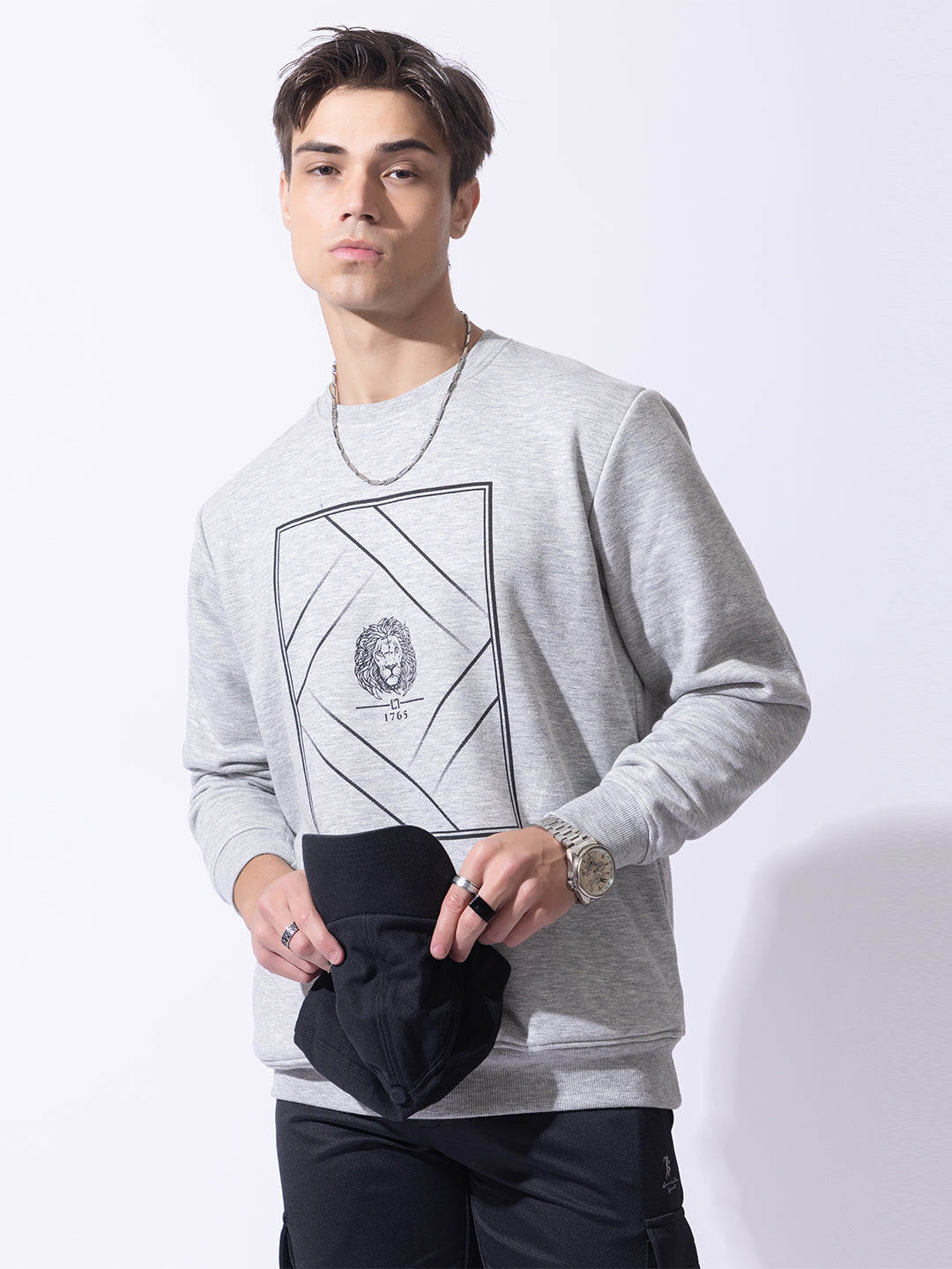 Oversized Quilted Fleece Sweatshirt I Grey