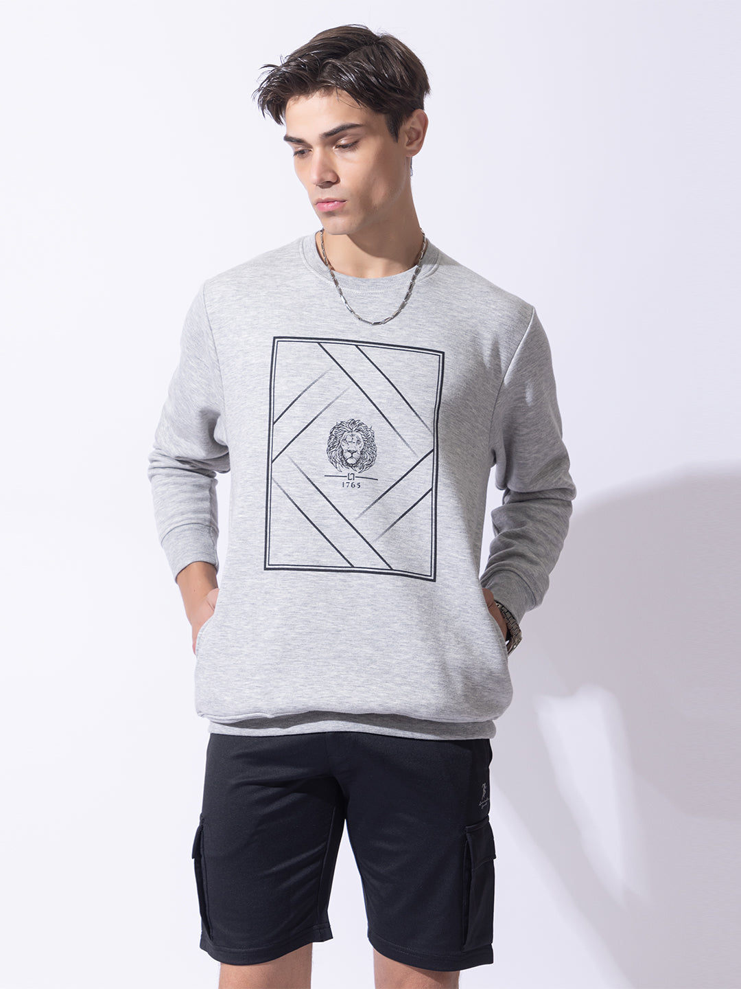 Oversized Quilted Fleece Sweatshirt I Grey