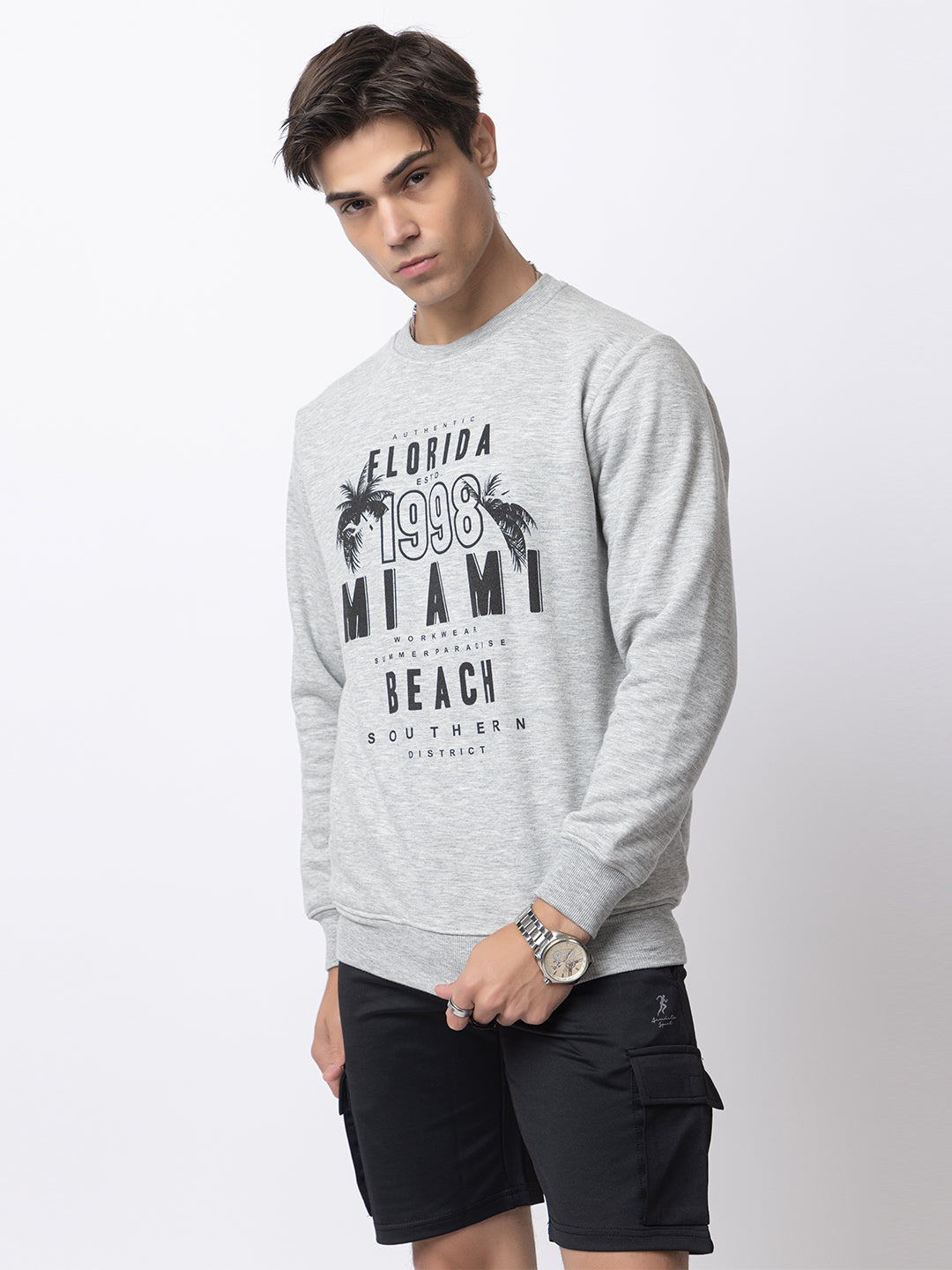 Oversized Quilted Fleece Sweatshirt I Grey