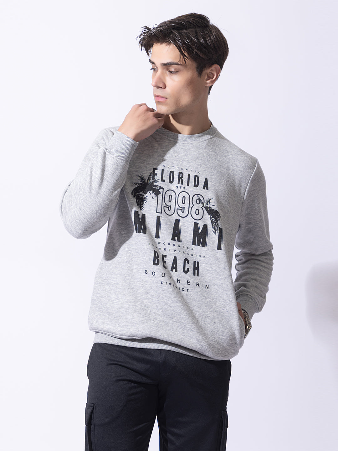 Oversized Quilted Fleece Sweatshirt I Grey