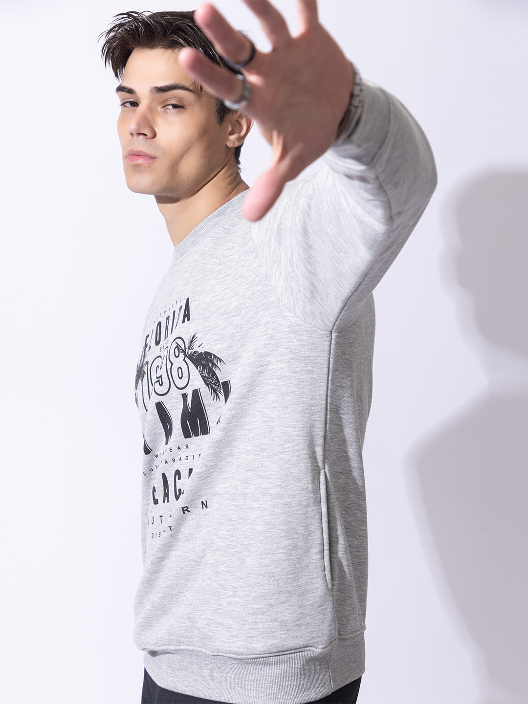 Oversized Quilted Fleece Sweatshirt I Grey