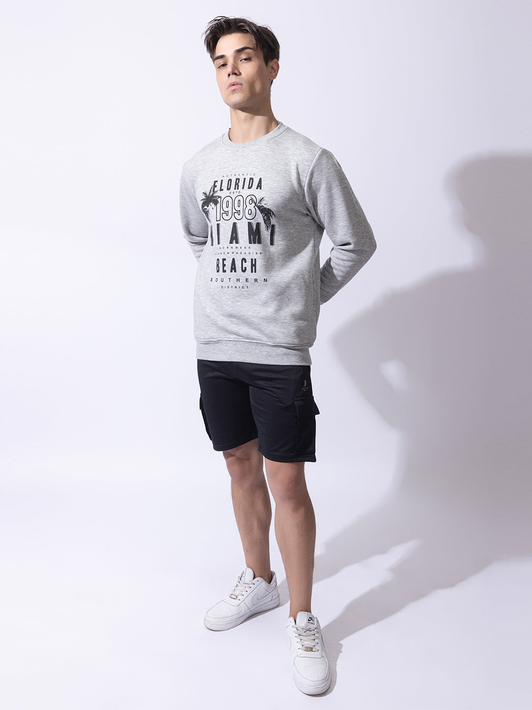 Oversized Quilted Fleece Sweatshirt I Grey
