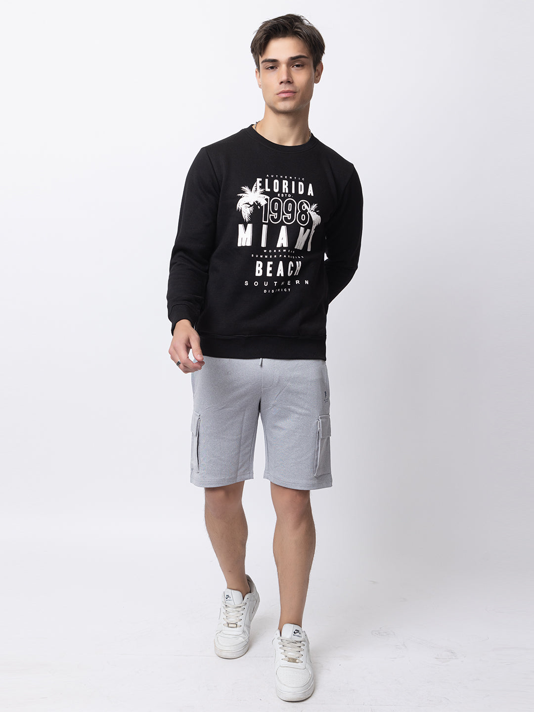 Oversized Quilted Fleece Sweatshirt I Black