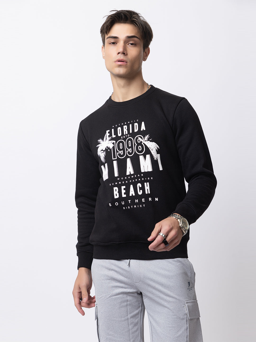 Oversized Quilted Fleece Sweatshirt I Black