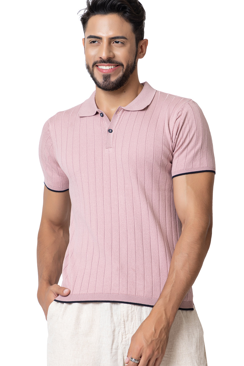 Rib Knit Polo I Lavender
