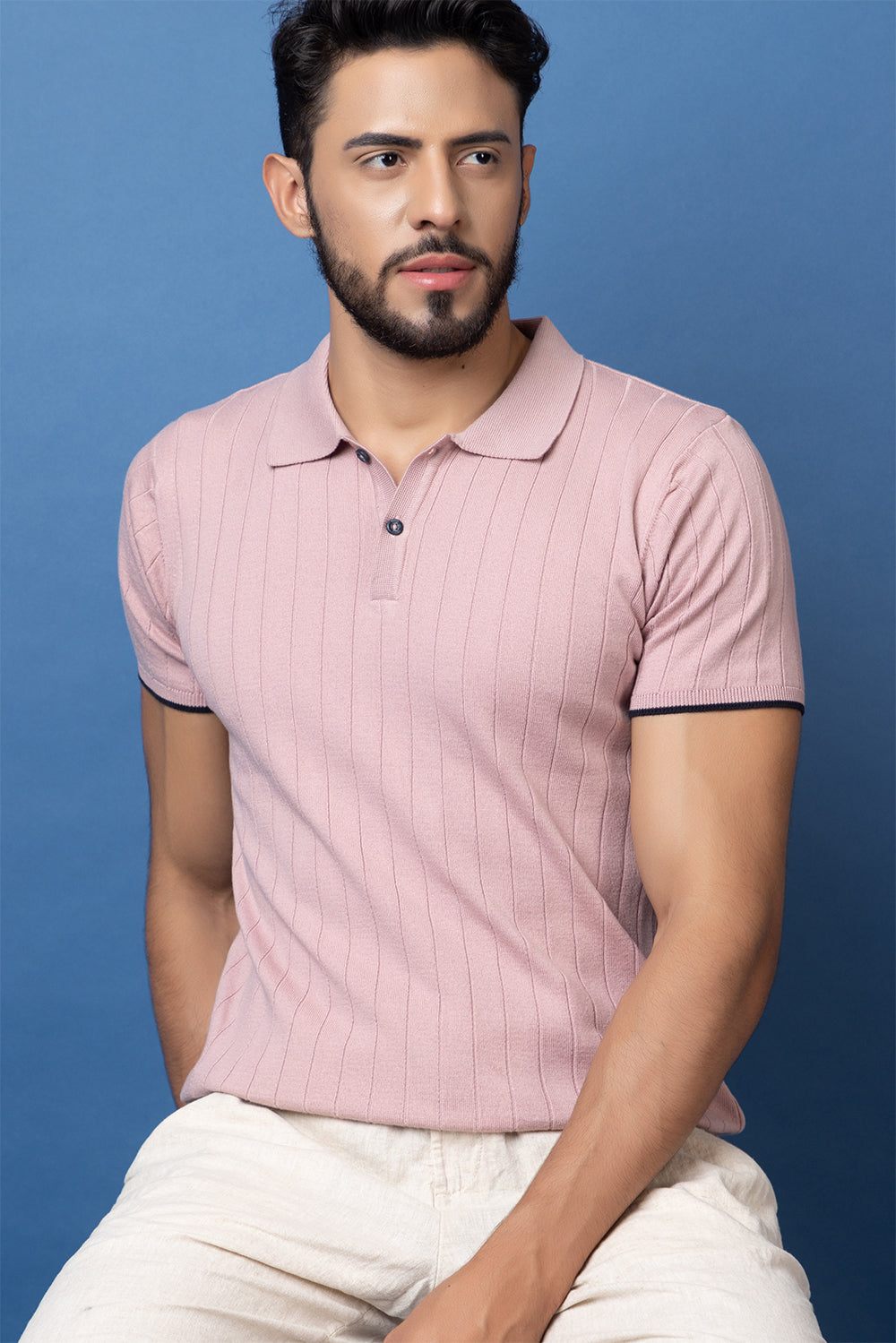 Rib Knit Polo I Lavender