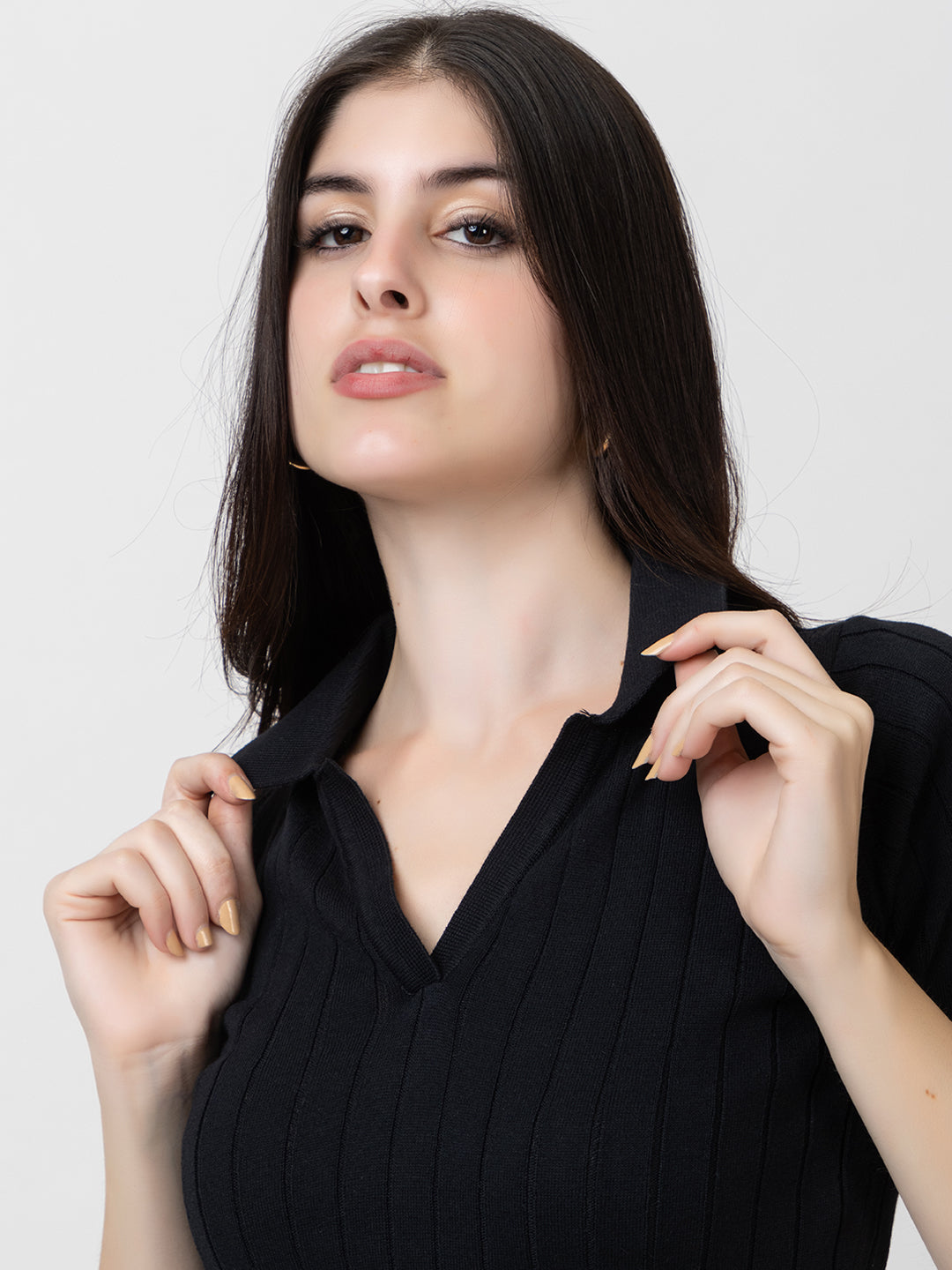 Rib Knit Dress I Pure Cotton I Black