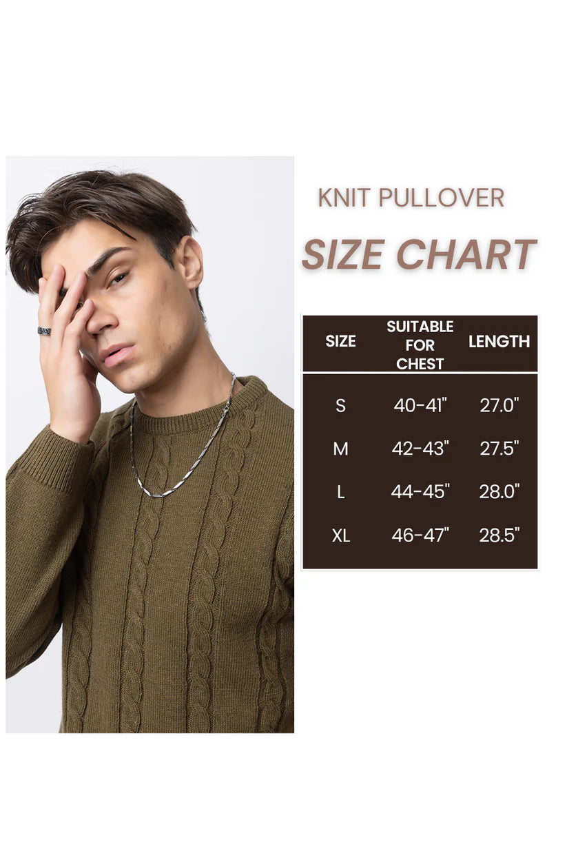 Chunky Cable Knit Pullover I Certified Wool I Olive