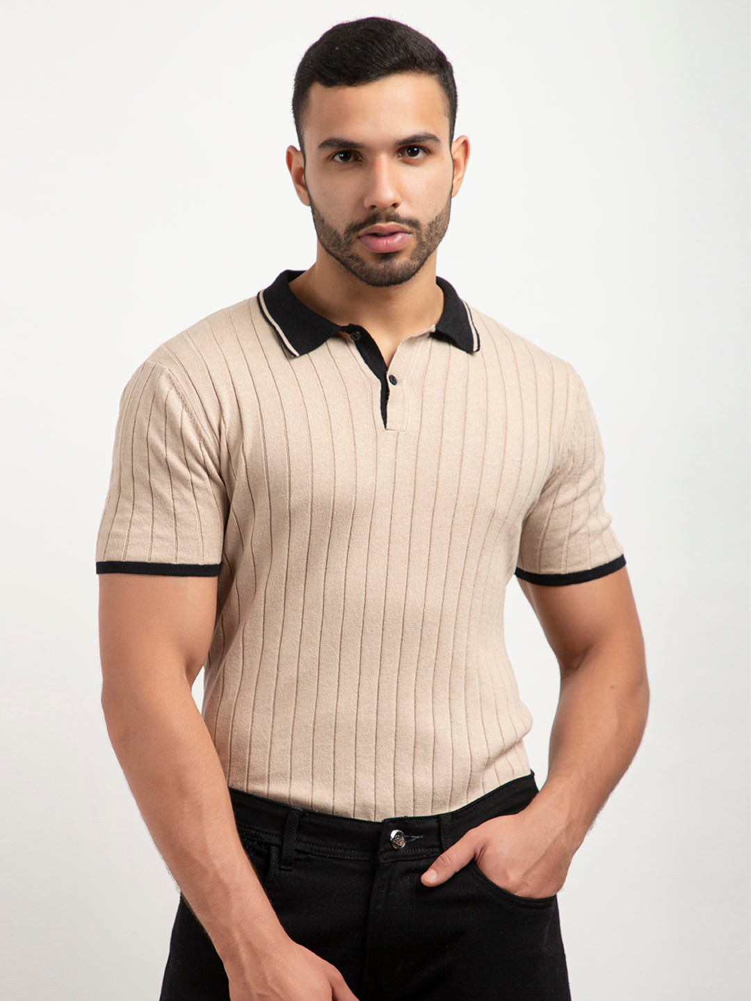 Rib Knit Polo I Oatmeal